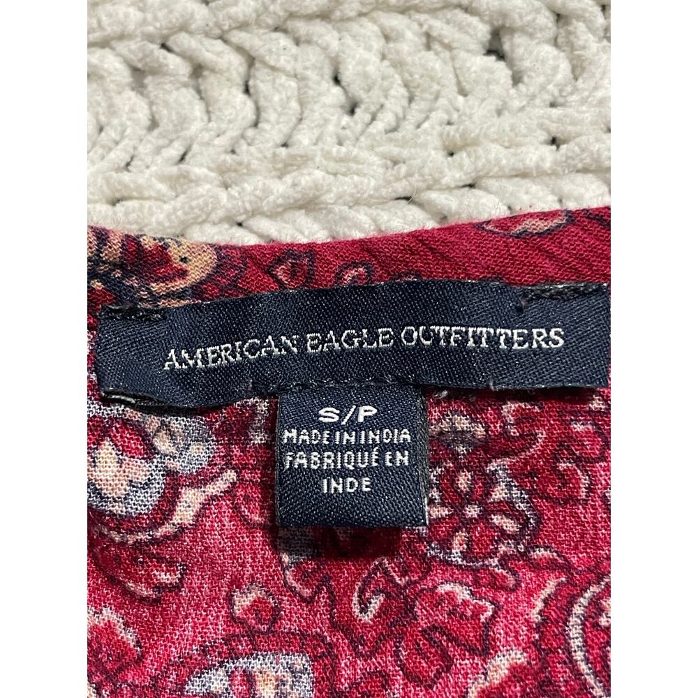 American Eagle Tunic Long Sleeve Boho Mini Dress or Blouse Top Womens Small Red - Picture 3 of 11